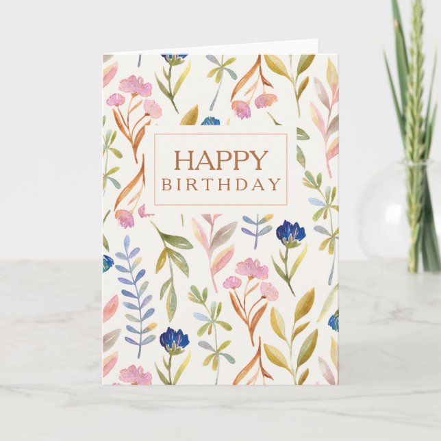 Bonne carte d'anniversaire florale (Devant)