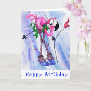 Bonne carte d'anniversaire Funny Pink Flamant rose