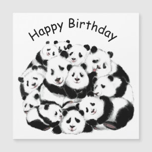 Bonne carte d'anniversaire Happy Pandas Famille Bi
