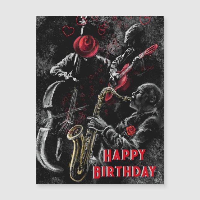 Bonne carte d'anniversaire Jazz Music Band (Devant)