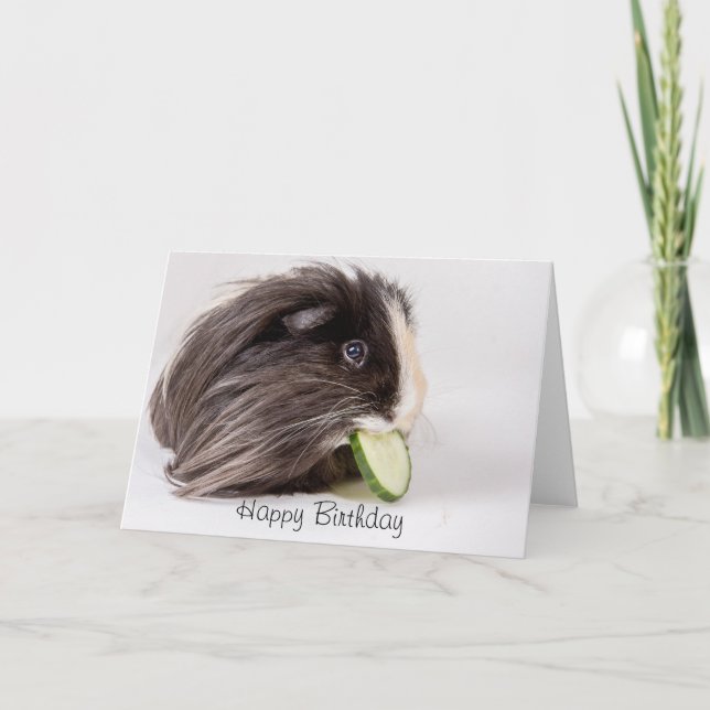 Bonne carte d'anniversaire mignonne cobaye manger (Devant)