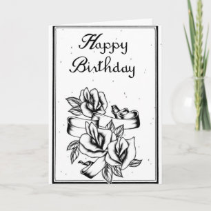 Bonne carte d'anniversaire noir et blanc