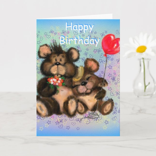 Bonne carte d'anniversaire Ours de famille - Hug (Petite plante)