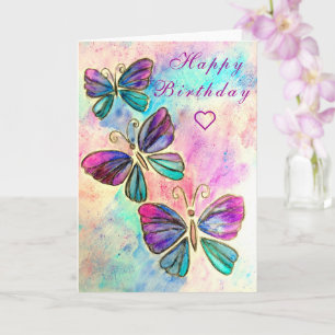 Bonne carte d'anniversaire Papillons colorés