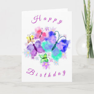 Bonne carte d'anniversaire Papillons colorés Peint
