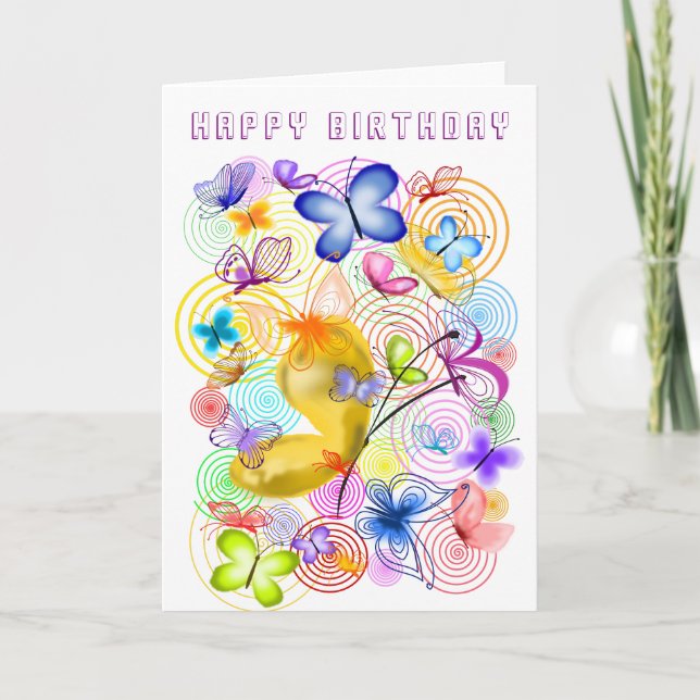 Bonne carte d'anniversaire papillons Printemps Joy (Devant)