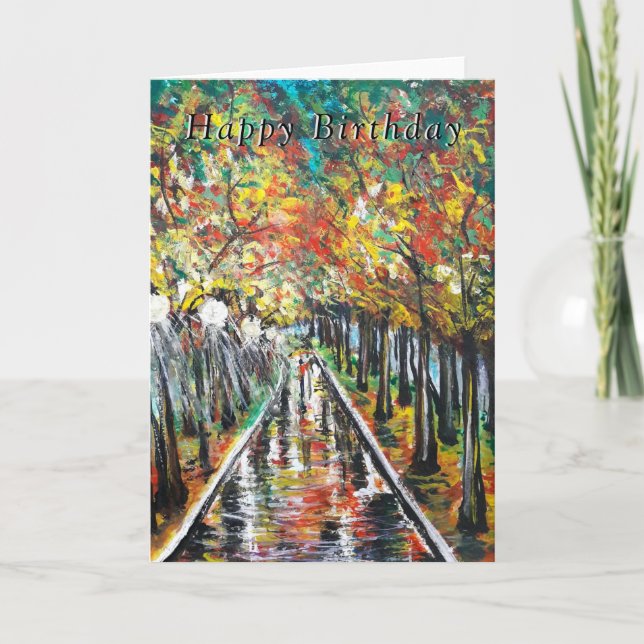 Bonne carte d'anniversaire peinture d'automne (Devant)