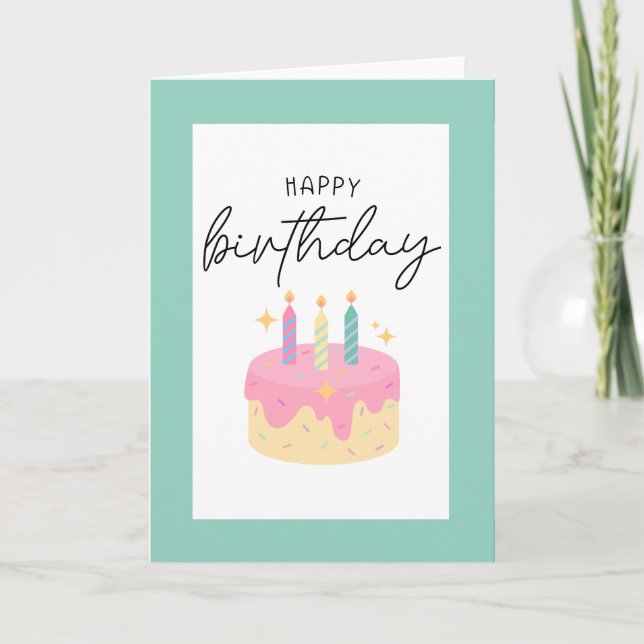 Bonne carte d'anniversaire pliée avec une frontièr (Devant)
