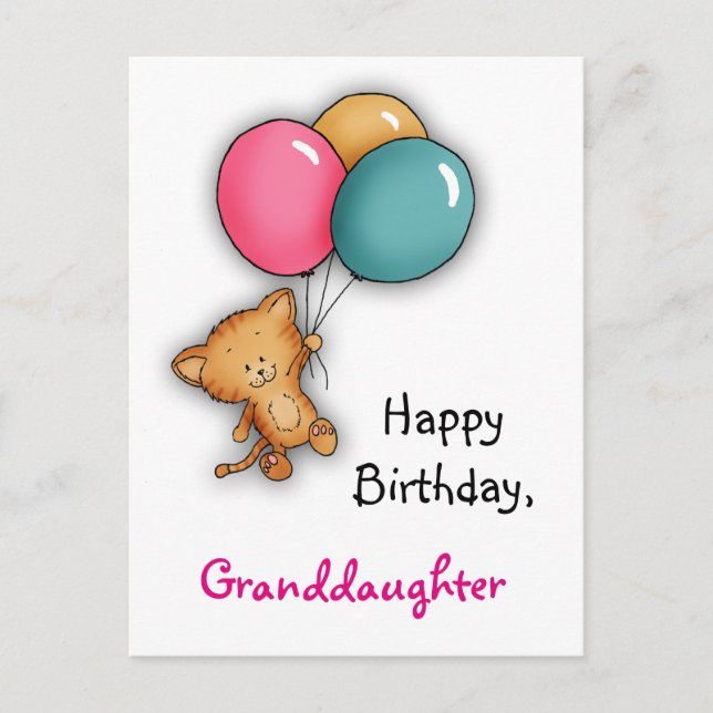 Bonne carte d'anniversaire pour la petite-fille (Devant)