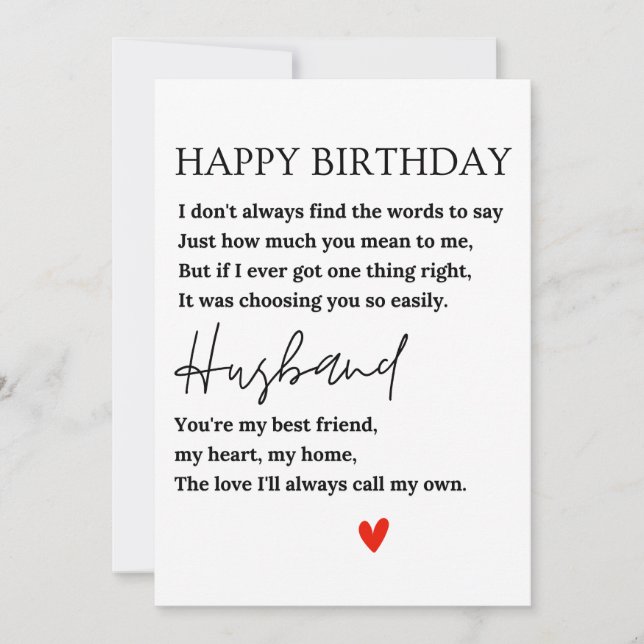 Bonne carte d'anniversaire pour mon mari (Devant)