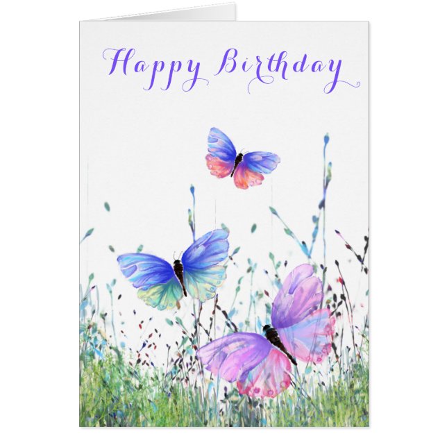 Bonne carte d'anniversaire Printemps Papillons col (Devant)