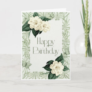 Bonne carte d'anniversaire Sage vert et fleurs d'i
