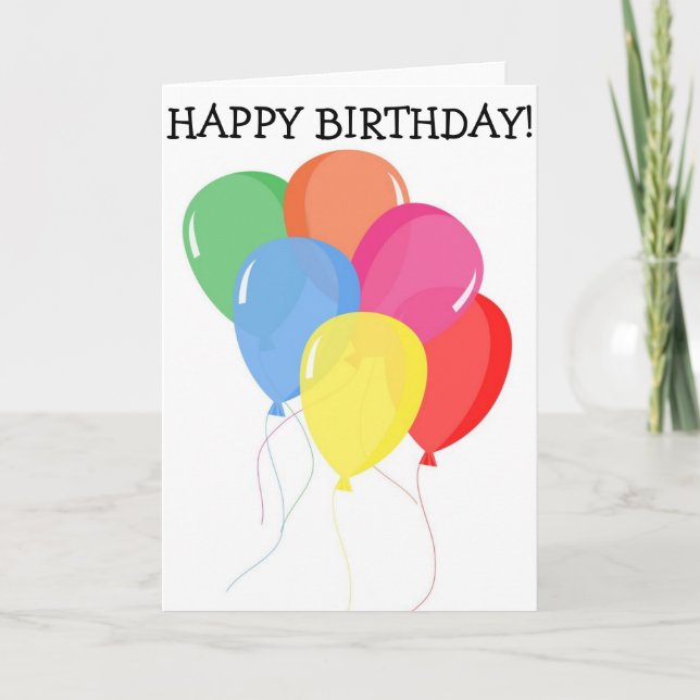 Bonne carte d'anniversaire : six ballons (Devant)