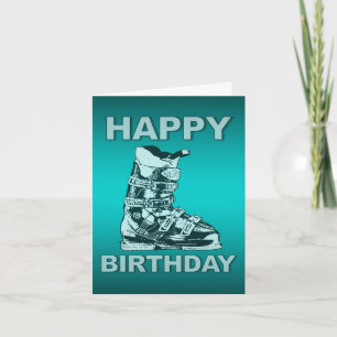 Bonne carte d'anniversaire Ski Boot Blue