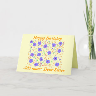 Bonne carte d'anniversaire soeur. ajouter nom