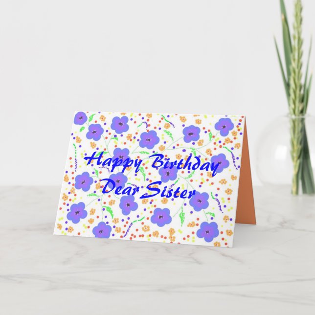 Bonne carte d'anniversaire soeur, personnalisable (Devant)