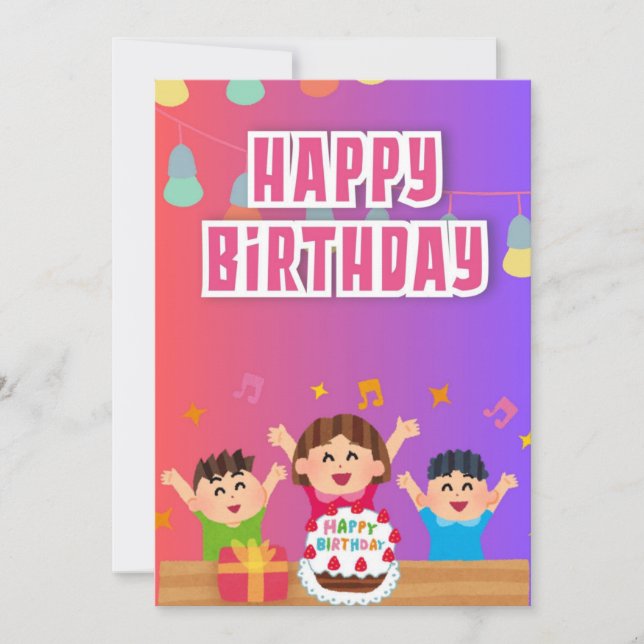 Bonne carte d'anniversaire (thème de famille amusa (Devant)