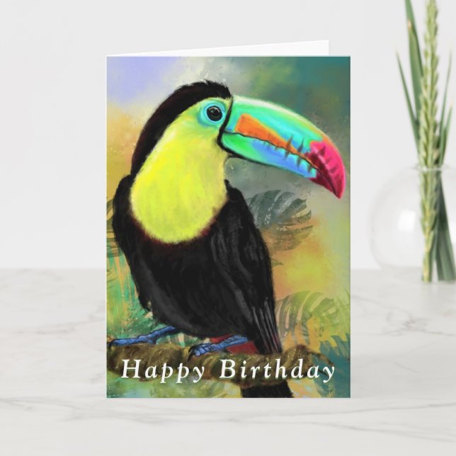 Bonne carte d'anniversaire Toco Tropical Toucan Bi (Devant)