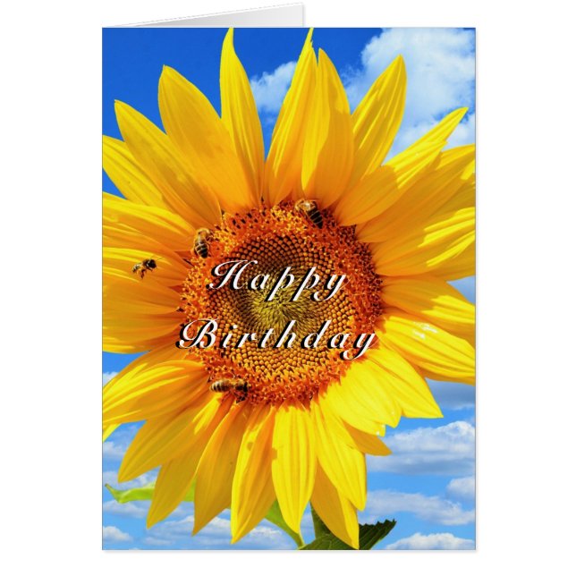 Bonne carte d'anniversaire tournesol et abeilles s (Devant)