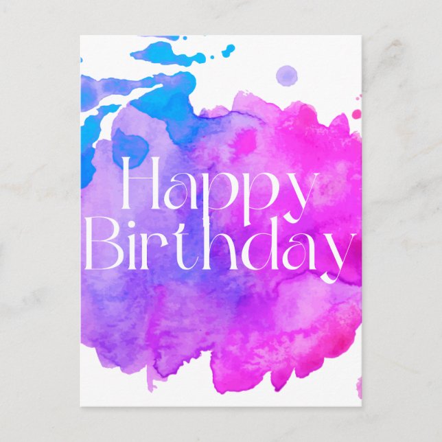 Bonne carte d'aquarelle d'anniversaire (Devant)