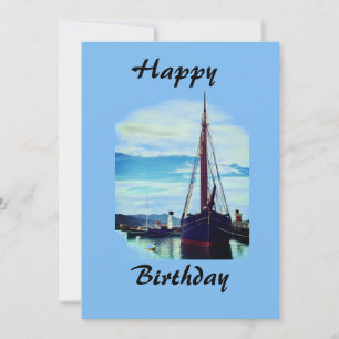 Bonne carte de bateau d'anniversaire