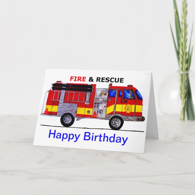 Bonne carte de camion d'incendie d'anniversaire (Devant)