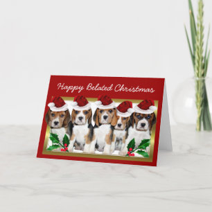 Bonne carte de chiot Beagle de Noël tardif