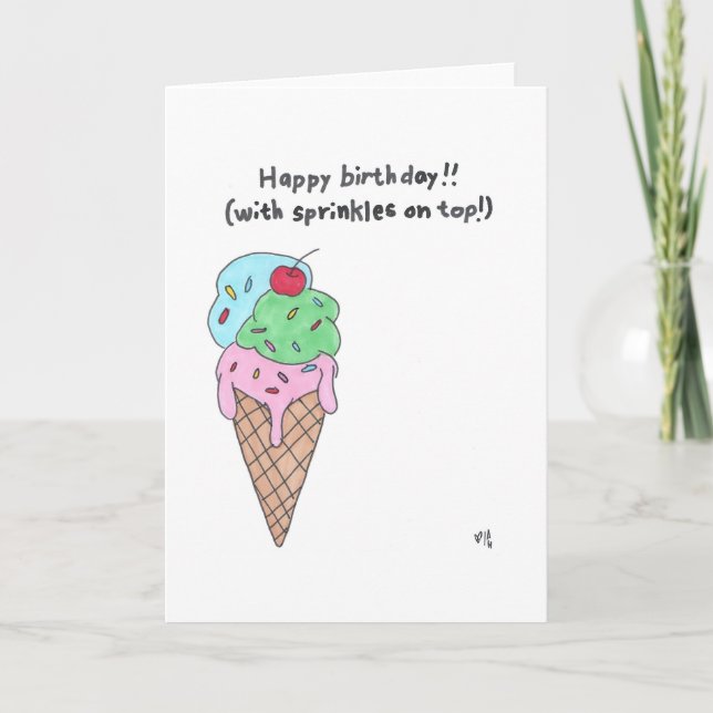 Bonne carte de cône de crème glacée anniversaire (Devant)