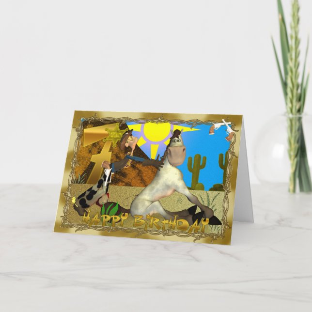 Bonne carte de cowboy anniversaire (Devant)