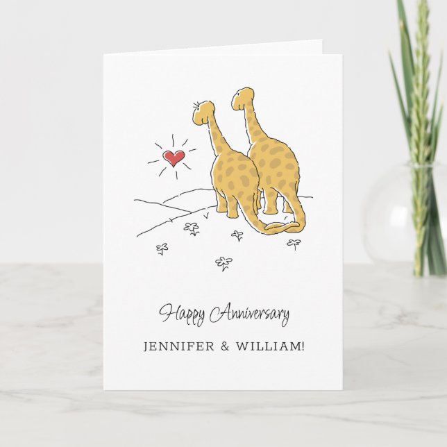Bonne carte de dinosaures mariées à l'anniversaire (Devant)