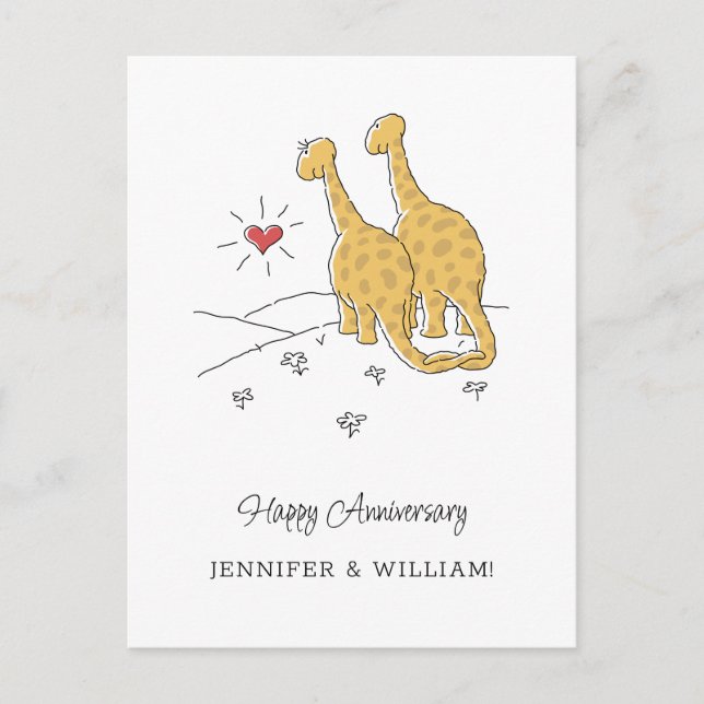 Bonne carte de dinosaures mariées à l'anniversaire (Devant)