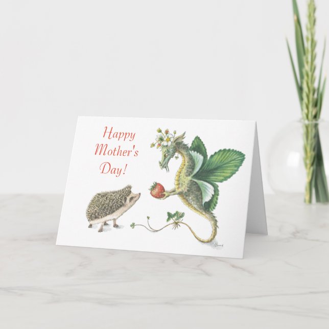 Bonne carte de dragon de fraise de la Fête des Mèr (Devant)
