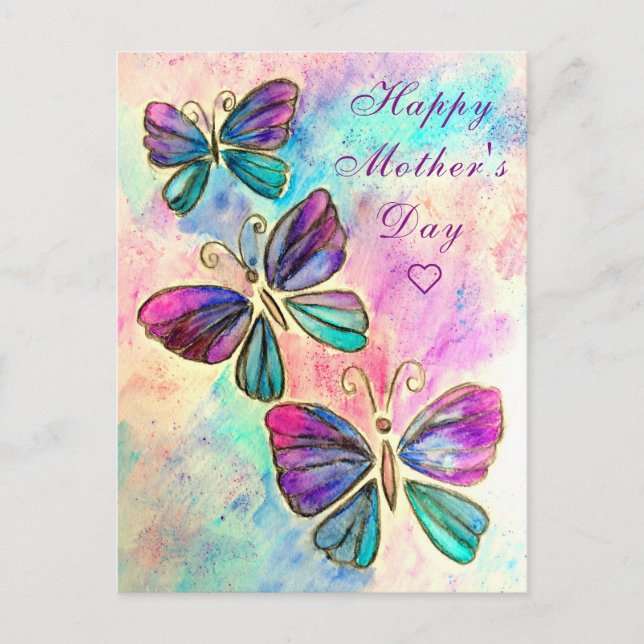 Bonne carte de fête des mères avec papillons (Devant)