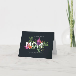 Bonne carte de fête des mères "I Love You Mom" Flo