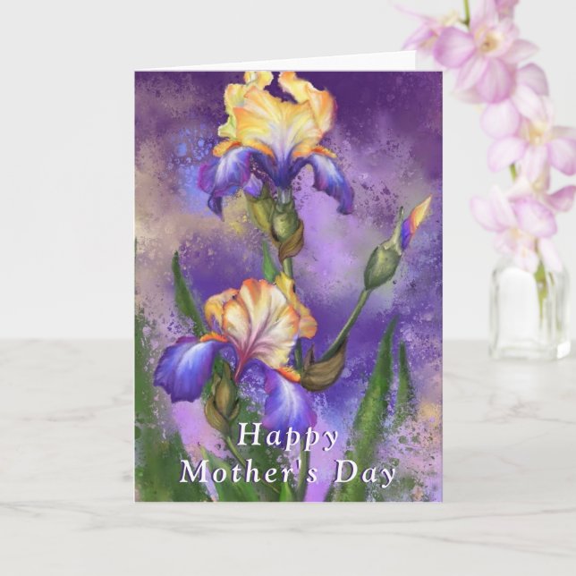 Bonne carte de fête des mères Iris Fleurs Irises (Orchidée)