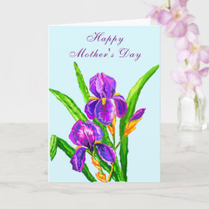 Bonne carte de fête des mères Irises Fleurs