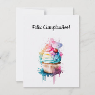 Bonne carte de gâteau d'anniversaire en espagnol
