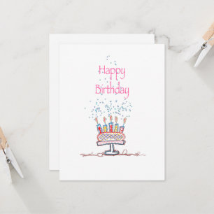 Bonne carte de gâteau Doodle Birthday
