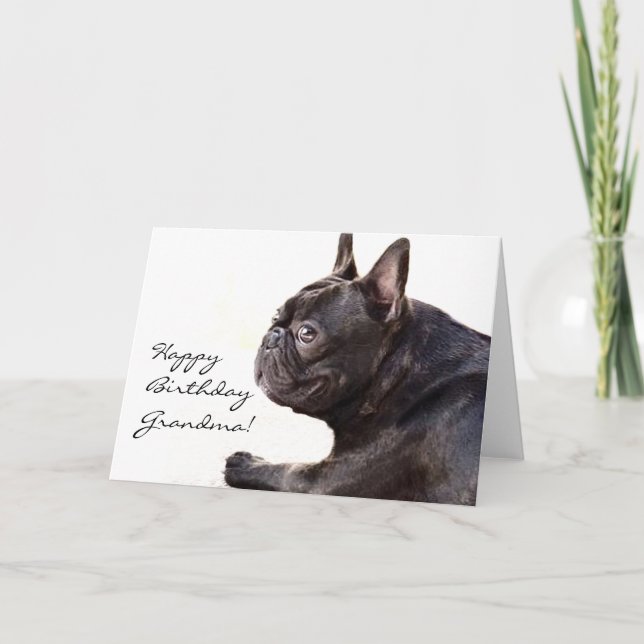 Bonne carte de grand-mère française Bulldog annive (Devant)