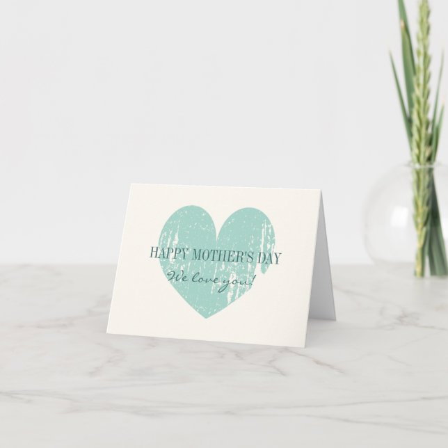 Bonne carte de la Fête des mères avec coeur turquo (Devant)