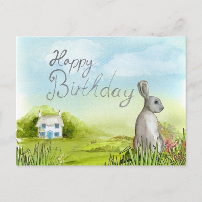 Bonne carte de lapin d'anniversaire (Devant)