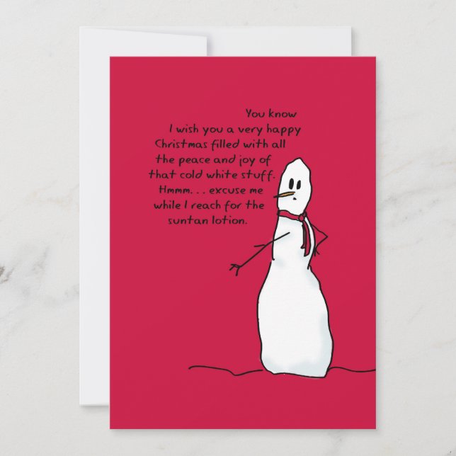 Bonne carte de Noël blanche de Snowman Sarcastique (Devant)
