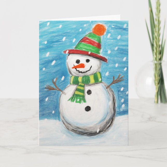 Bonne carte de Noël Crayon Snowman (Devant)