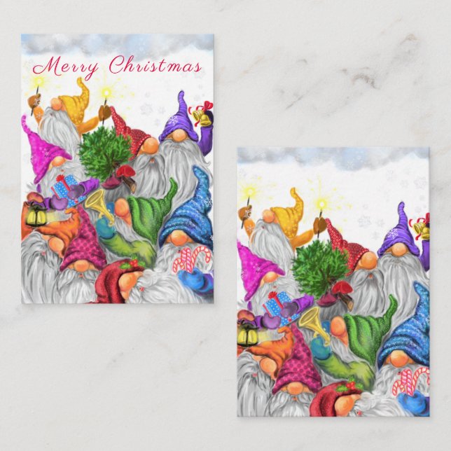 Bonne carte de Noël Gnomes (Devant / Derrière)
