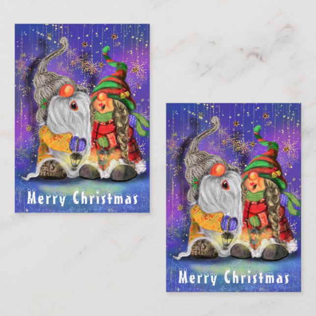 Bonne carte de Noël Gnomes (Devant / Derrière)