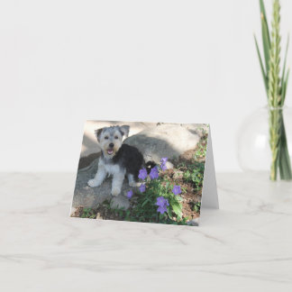 Bonne carte de note blanche avec chiot