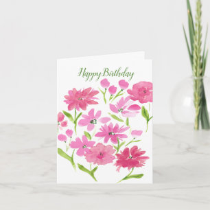 Bonne carte de note pliée rose Fleur Anniversaire