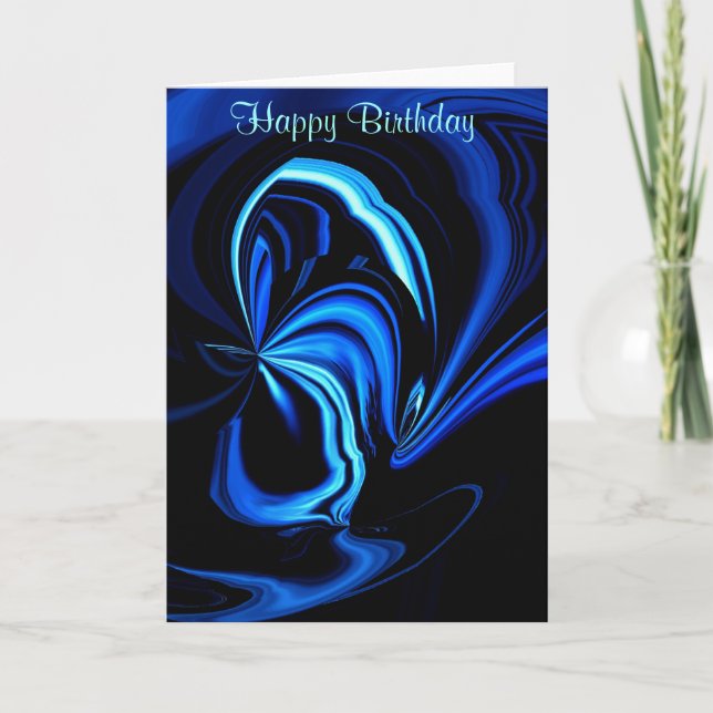 Bonne carte de papillon bleu Abstrait anniversaire (Devant)