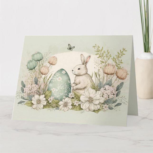 Bonne carte de Pâques, mignon lapin (Devant)