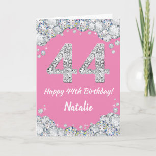 Bonne carte de Parties scintillant rose et argent 